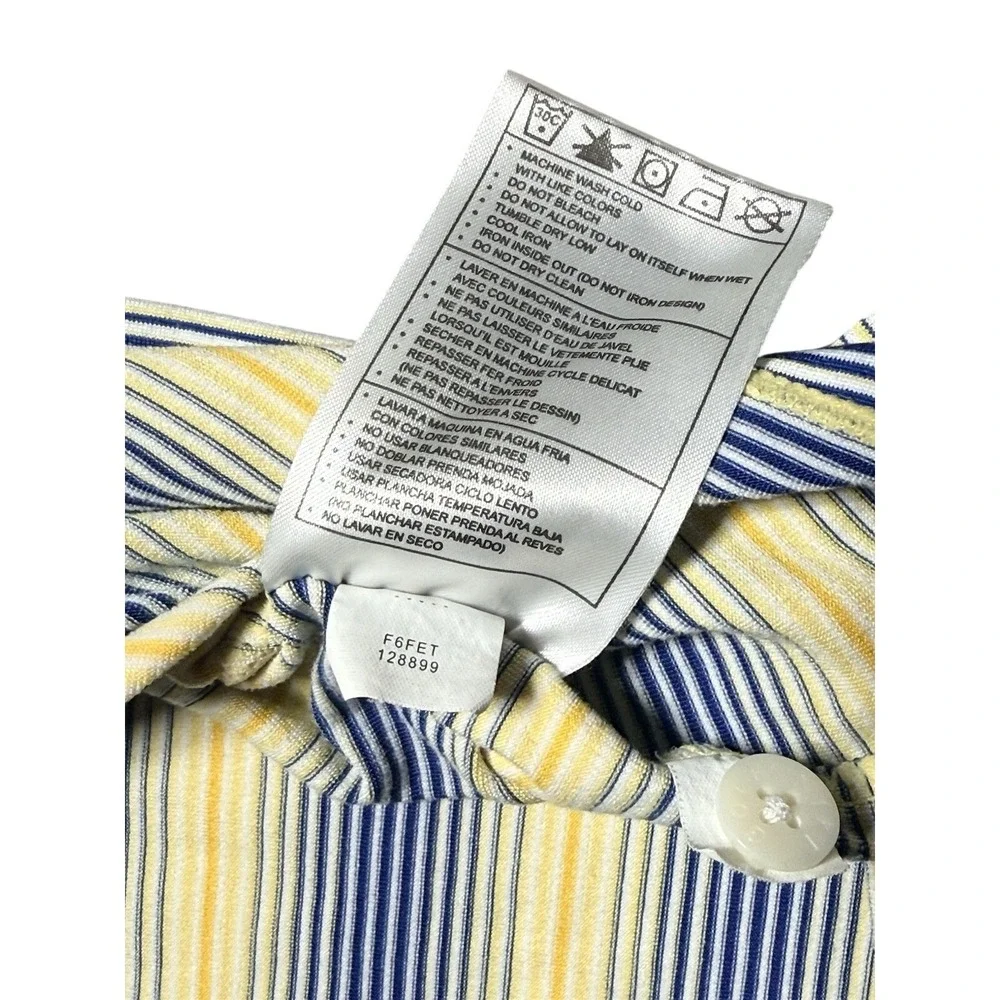 Nike Golf Mens XL Dri-FIT UV Striped Polo Shirt Blue Yellow Short Sleeve